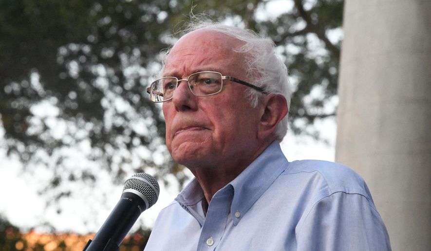 Presidential hopeful and Vermont Sen. Bernie Sanders addresses a town hall gathering on climate change on Thursday, Aug. 29, 2019, in Myrtle Beach, S.C. (AP Photo/Meg Kinnard)