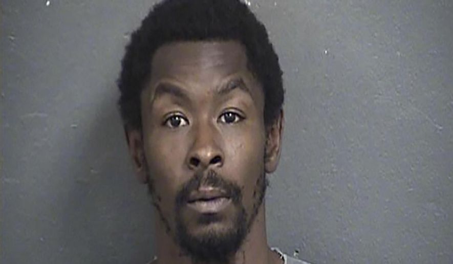 This photo provided by the Wyandotte County Detention Center shows Orlando Taylor, a 35-year-old Kansas man who has been convicted of murder after a woman died in a traffic crash while fleeing from what prosecutors alleged was a rape. A Wyandotte County jury on Wednesday, Aug. 28, 2019, found Taylor guilty of first-degree murder in the August 2017 death of 39-year-old Shannon Keithley of Kansas City, Kan., and two counts of aggravated robbery. He was acquitted of rape. (Wyandotte County Detention Center via AP)