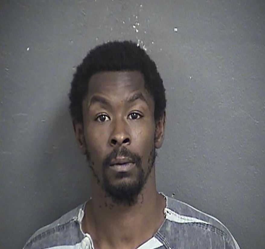 This photo provided by the Wyandotte County Detention Center shows Orlando Taylor, a 35-year-old Kansas man who has been convicted of murder after a woman died in a traffic crash while fleeing from what prosecutors alleged was a rape. A Wyandotte County jury on Wednesday, Aug. 28, 2019, found Taylor guilty of first-degree murder in the August 2017 death of 39-year-old Shannon Keithley of Kansas City, Kan., and two counts of aggravated robbery. He was acquitted of rape. (Wyandotte County Detention Center via AP)