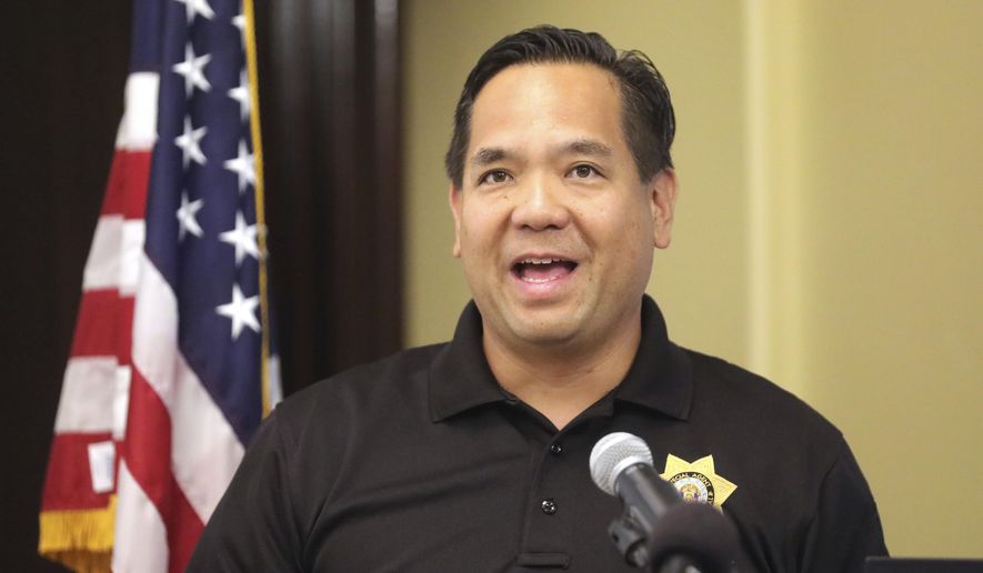 Utah Attorney General Sean Reyes speaks during a news conference Thursday, Aug. 29, 2019, in Salt Lake City. Utah officials are unveiling a gun safety program aimed at preventing accidental shootings that will be optional for schools. The program was mandated three years ago by state lawmakers who have consistently rejected gun-control measures. Reyes said that the program avoids the politically sensitive issues of gun policy and instead addresses the reality that an estimated four in 10 households in the state have a gun. (AP Photo/Rick Bowmer)