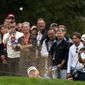 Sebastian Soderberg of Sweden hits a bunker shot during the final round of the European Masters golf tournament in Crans-Montana, Switzerland, Sunday, September 1, 2019.(Alexandra Wey/Keystone via AP)