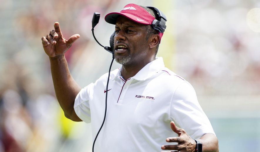Florida State head coach Willie Taggart reacts during the first half of an NCAA college football game against Boise State in Tallahassee, Fla., Saturday, Aug. 31, 2019. (AP Photo/Mark Wallheiser)