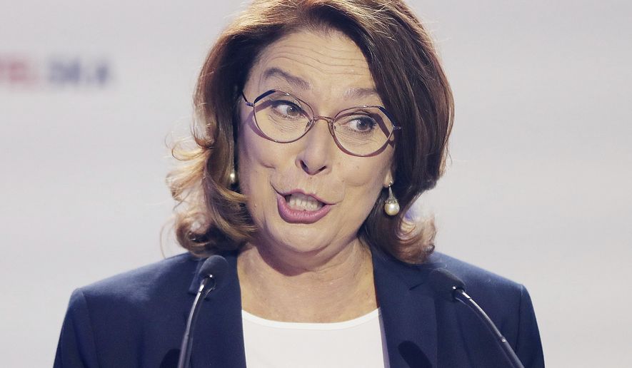 Main opposition grouping's candidate for prime minister in Poland's Oct.13 parliamentary elections, Malgorzata Kidawa-Blonska opens the campaign by presenting a generous electoral program of the Civic Coalition, in Warsaw, Poland, Friday, Sept. 6, 2019.(AP Photo/Czarek Sokolowski)