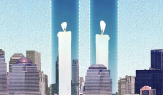 Illustration commemorating 9/11 by Linas Garsys/The Washington Times