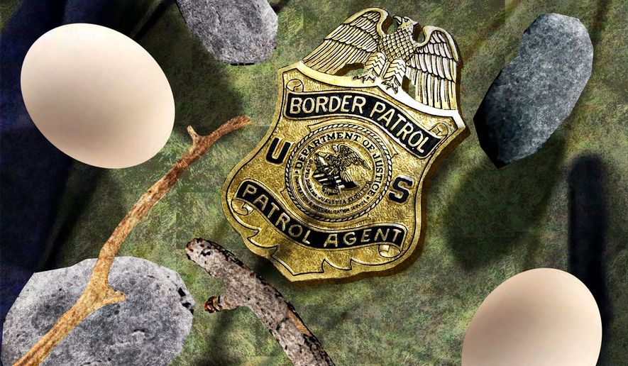 Illustration on unfounded attacks on U.S. Border Patrol Agents by Alexander Hunter/The Washington Times