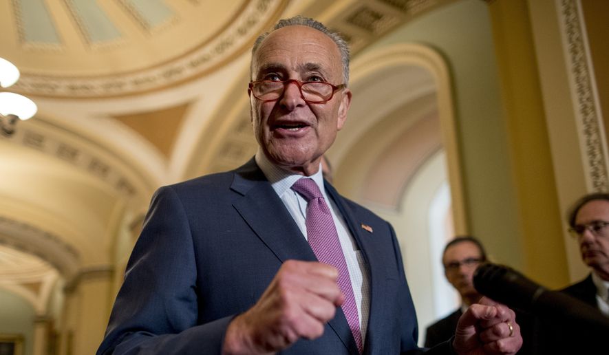 Senate Minority Leader Sen. Chuck Schumer of N.Y., speaks at a news conference following a Senate policy luncheon on Capitol Hill, Tuesday, Sept. 10, 2019, in Washington. (AP Photo/Andrew Harnik) ** FILE **