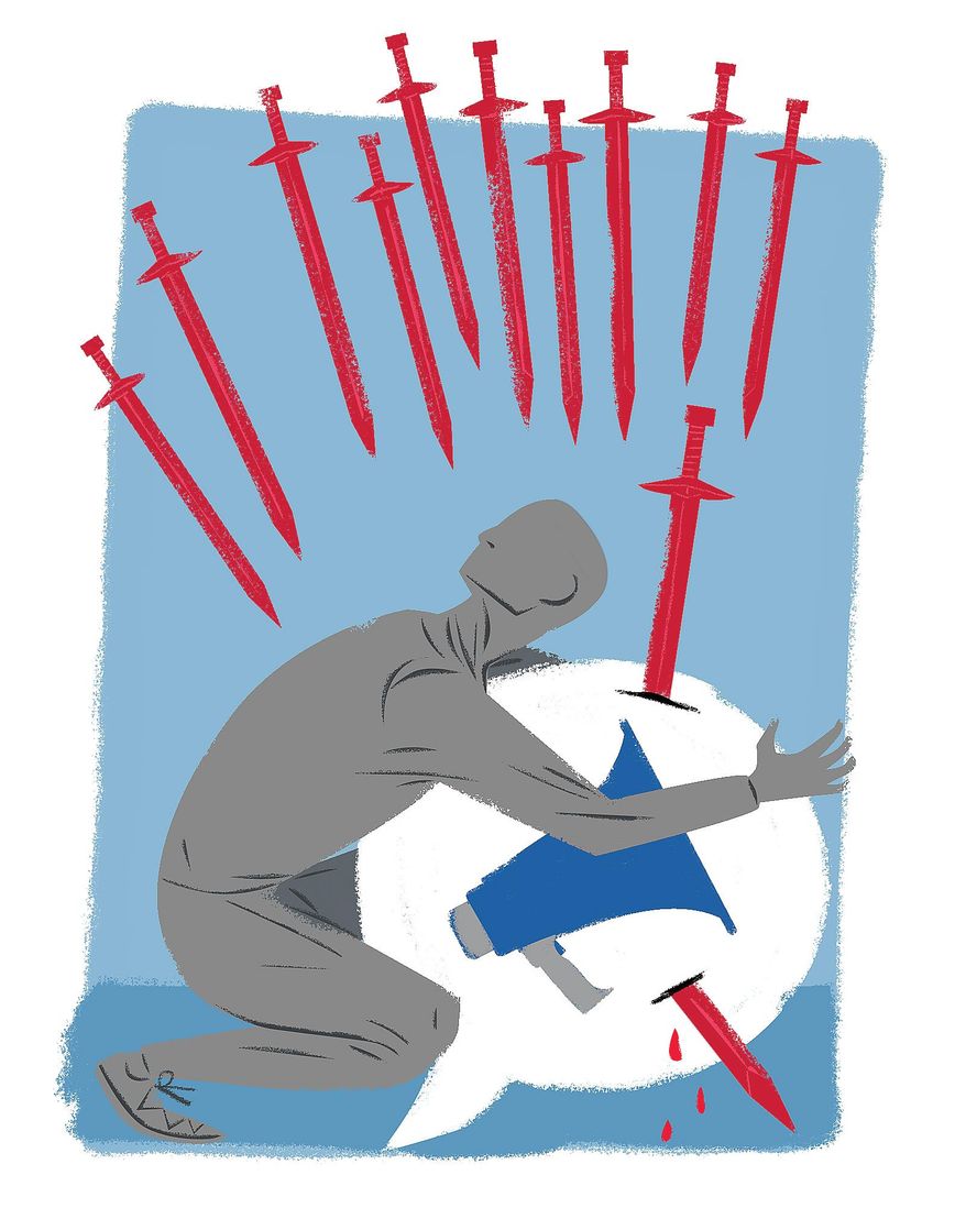 Attack on Free Speech Illustration by Linas Garsys/The Washington Times