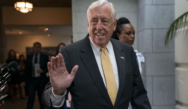 House Majority Leader Steny Hoyer, D-Md., arrives for a gathering of the House Democratic Caucus at the Capitol in Washington, Tuesday, Sept. 10, 2019. (AP Photo/J. Scott Applewhite) ** FILE **