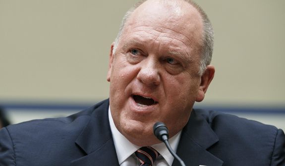 Thomas Homan, former acting director of the U.S. Immigration and Customs Enforcement, testifies during a House Oversight subcommittee hearing into the Trump administration&#39;s decision to stop considering requests from immigrants seeking to remain in the country for medical treatment and other hardships, Wednesday, Sept. 11, 2019, in Washington. (AP Photo/Jacquelyn Martin) **FILE**