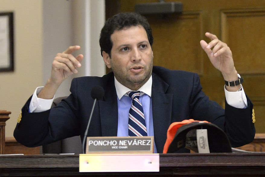 FILE - In this Sept. 28, 2016, file photo, Texas state Rep. Poncho Nevarez, D-Eagle Pass, speaks in Brownsville, Texas. Nevarez, the vice chair of a new Texas House committee that's addressing issues related to gun violence says some of its Republican members have received death threats. Nevarez said Wednesday, Sept. 11, 2019, the lawmakers were targeted "by people who do not want to see any movement on gun issues." (Jason Hoekema/The Brownsville Herald via AP, File)