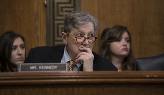 Sen. John Kennedy, R-La., listens to testimony from White House lawyer Steven Menashi, President Donald Trump&#39;s nominee for U.S. Court of Appeals for the 2nd Circuit, during his confirmation hearing before the Senate Judiciary Committee, on Capitol Hill in Washington, Wednesday, Sept. 11, 2019. (AP Photo/J. Scott Applewhite) ** FILE **
