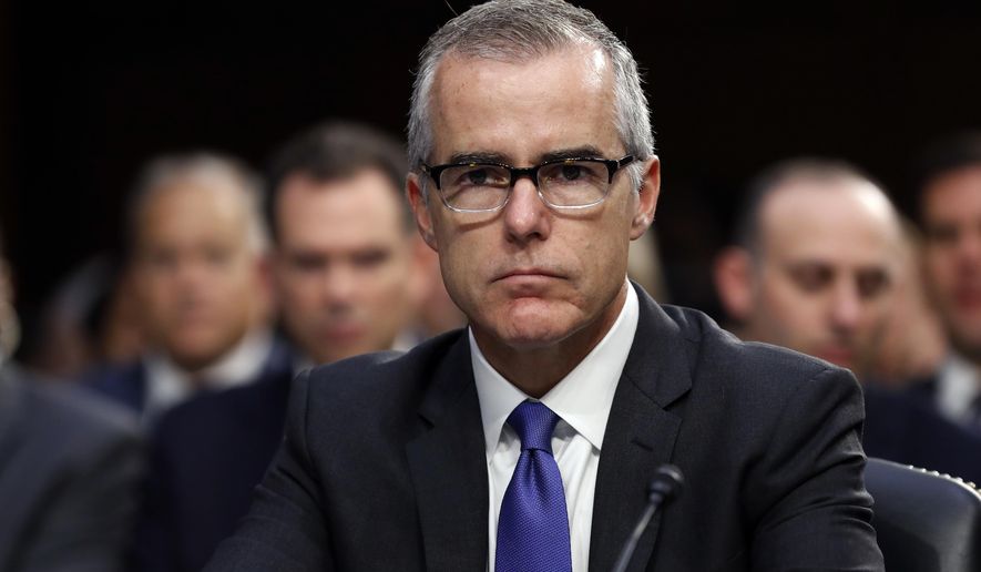 Then-acting FBI Director Andrew McCabe appears before a Senate Intelligence Committee hearing about the Foreign Intelligence Surveillance Act, on Capitol Hill in Washington, June 7, 2017. (AP Photo/Alex Brandon) ** FILE ** 