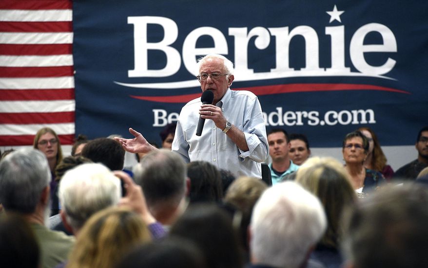 Democratic presidential candidate Sen. Bernie Sanders speaks during a campaign stop at the Carson City Community Center Gymnasium, Friday, Sept. 13, 2019 in Carson City, Nev. (Jason Bean/The Reno Gazette-Journal via AP)