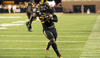 Missouri running back Larry Rountree III runs the ball during the second half of an NCAA college football game against Southeast Missouri State, Saturday, Sept. 14, 2019, in Columbia, Mo. (AP Photo/L.G. Patterson)