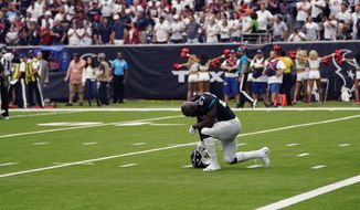 Jacksonville Jaguars running back Leonard Fournette (27) reacts after he was held short of the goal line on a two-point conversion attempt against the Houston Texans during the second half of an NFL football game Sunday, Sept. 15, 2019, in Houston. (AP Photo/David J. Phillip)