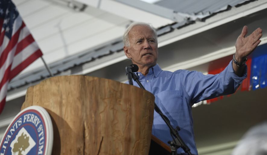 Former Vice President Joe Biden speaks at the Galivants Ferry Stump on Monday, Sept. 16, 2019, in Galivants Ferry, S.C. (AP Photo/Meg Kinnard) ** FILE **
