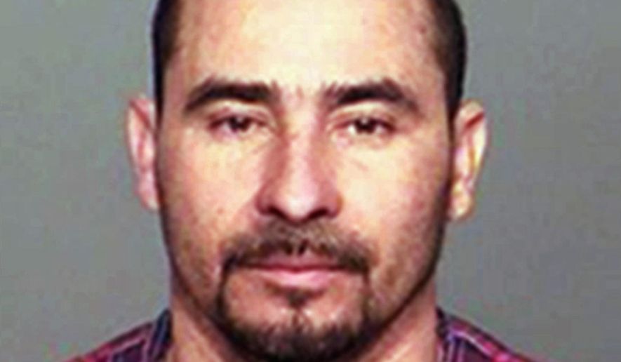 FILE - This file photo provided by the Indiana State Police shows Manuel Orrego-Savala, of Guatemala. Orrego-Savala, living illegally in the U.S., was convicted of drunk driving in a crash that killed Indianapolis Colts linebacker Edwin Jackson and his Uber driver has been sentenced to 42 months in federal prison for illegally re-entering the U.S. after having been deported. U.S. Attorney Josh Minkler announced 38-year-old Manuel Orrego-Zavala was sentenced after pleading guilty to the federal charge. Orrego-Zavala was sentenced last September to the maximum 16 years for the February 2018 crash that killed Jackson and Jeffrey Monroe. (Indiana State Police via AP, File)