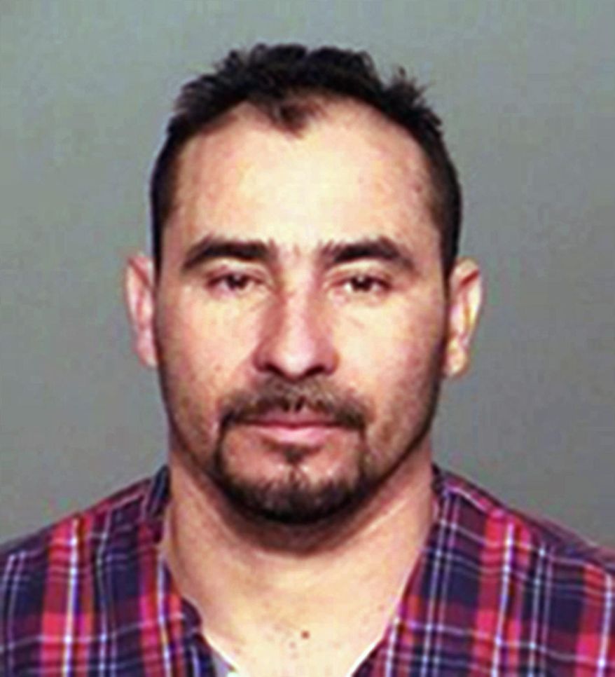 FILE - This file photo provided by the Indiana State Police shows Manuel Orrego-Savala, of Guatemala. Orrego-Savala, living illegally in the U.S., was convicted of drunk driving in a crash that killed Indianapolis Colts linebacker Edwin Jackson and his Uber driver has been sentenced to 42 months in federal prison for illegally re-entering the U.S. after having been deported. U.S. Attorney Josh Minkler announced 38-year-old Manuel Orrego-Zavala was sentenced after pleading guilty to the federal charge. Orrego-Zavala was sentenced last September to the maximum 16 years for the February 2018 crash that killed Jackson and Jeffrey Monroe. (Indiana State Police via AP, File)