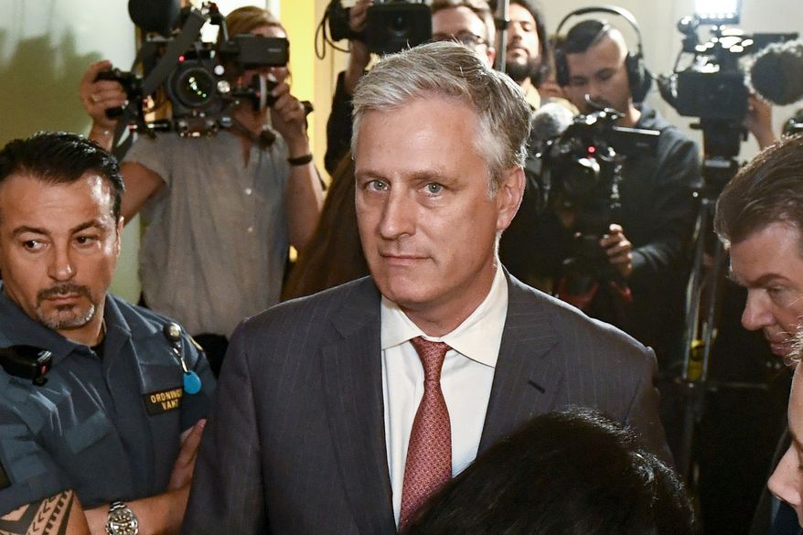 In this July 30, 2019, file photo, Robert O&#39;Brien, U.S. Special Envoy Ambassador, arrives at the district court where U.S. rapper A$AP Rocky is to appear on charges of assault, in Stockholm, Sweden. President Donald Trump says he plans to name O&#39;Brien to be his new national security adviser. (Erik Simander/TT via AP)