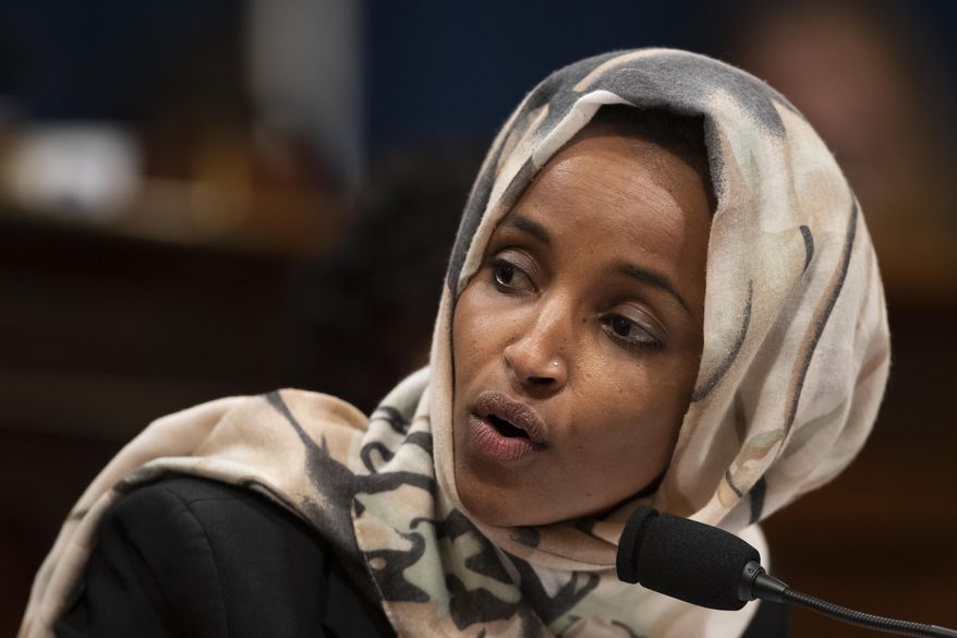 House Committee on Homeland Security member Rep. Ilhan Omar, D-Minn., speaks during a hearing on &amp;quot;meeting the challenge of white nationalist terrorism at home and abroad&amp;quot; on Capitol Hill in Washington, Wednesday, Sept. 18, 2019. (AP Photo/Manuel Balce Ceneta)