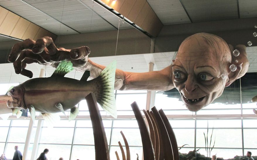 FILE - In this Nov. 24, 2012, file photo, a giant sculpture of Gollum, a character from &amp;quot;The Hobbit,&amp;quot; is displayed in the Wellington Airport. Amazon announced Wednesday, Sept. 18, 2019, it will film its upcoming television series &amp;quot;The Lord of the Rings&amp;quot; in New Zealand, marking a return of the orcs, elves and hobbits to the country they became synonymous with over the course of six movies directed by Peter Jackson. (AP Photo/Nick Perry,File)