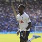 Tottenham&#x27;s Serge Aurier celebrates before the goal he scored was disallowed after a VAR decision during the English Premier League soccer match between Leicester City and Tottenham Hotspur at the King Power Stadium in Leicester, England, Saturday, Sept. 21, 2019. (AP Photo/Leila Coker)