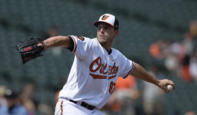 Baltimore Orioles pitcher John Means throws against the Seattle Mariners in the first inning of a baseball game, Sunday, Sept. 22, 2019, in Baltimore. (AP Photo/Gail Burton)