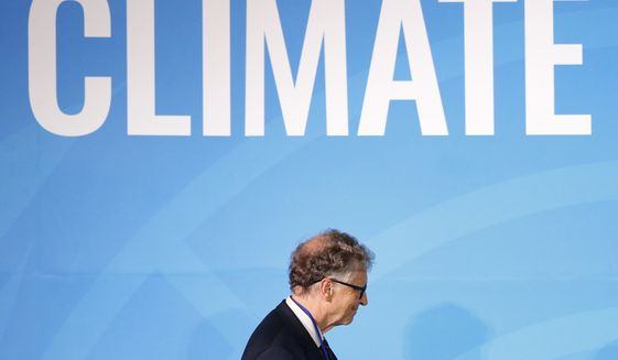Philanthropist Bill Gates takes the stage before addressing the Climate Action Summit in the United Nations General Assembly, at U.N. headquarters, Monday, Sept. 23, 2019. (AP Photo/Jason DeCrow)
