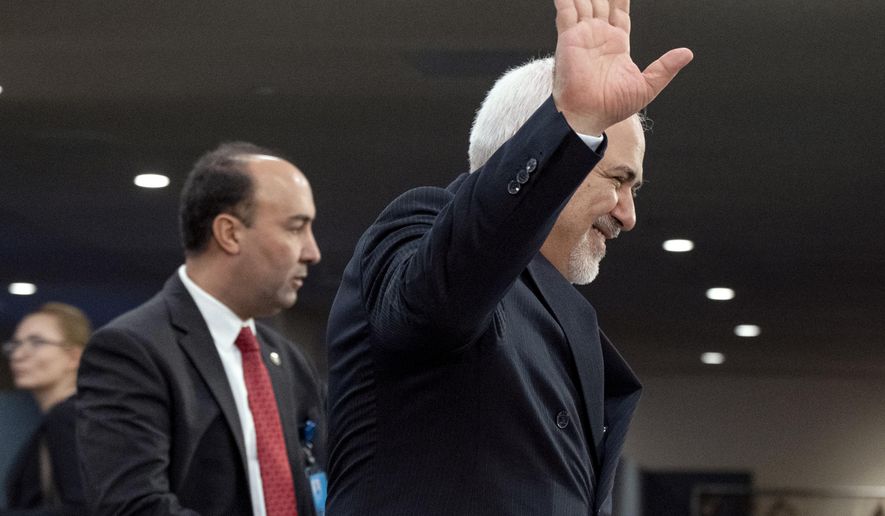 Iranian Foreign Minister Mohammad Javad Zarif arrives for the 74th session of the United Nations General Assembly, at U.N. headquarters, Monday, Sept. 23, 2019. (AP Photo/Craig Ruttle)
