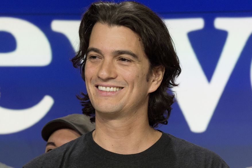 In this Jan. 16, 2018 file photo, Adam Neumann, co-founder and then-CEO of WeWork, attends the opening bell ceremony at Nasdaq, in New York. Neumann stepped aside recently amid questions about the company's finances. On Sept. 30, 2019, the company announced it was withdrawing its planned IPO. (AP Photo/Mark Lennihan, File) **FILE**