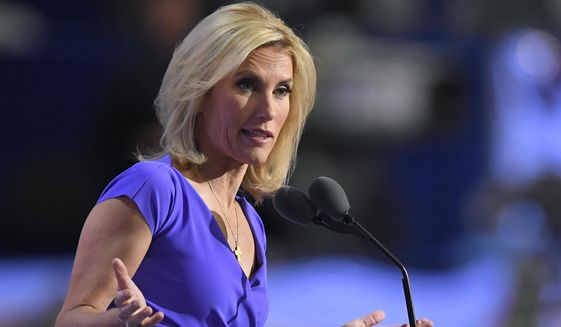 In this July 20, 2016, photo, conservative political commentator Laura Ingraham speaks during the third day of the Republican National Convention in Cleveland. (AP Photo/Mark J. Terrill) **FILE**