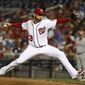 Washington Nationals starting pitcher Anibal Sanchez throws to a Philadelphia Phillies batter during the second inning of a baseball game Wednesday, Sept. 25, 2019, in Washington. (AP Photo/Patrick Semansky) ** FILE **