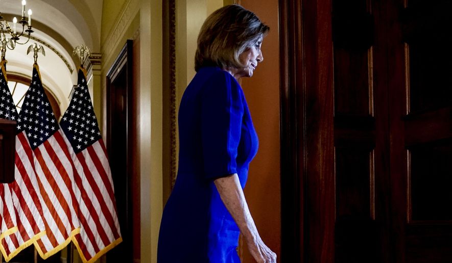 House Speaker Nancy Pelosi of Calif., steps away from a podium after reading a statement announcing a formal impeachment inquiry into President Donald Trump, on Capitol Hill in Washington, Tuesday, Sept. 24, 2019. (AP Photo/Andrew Harnik)
