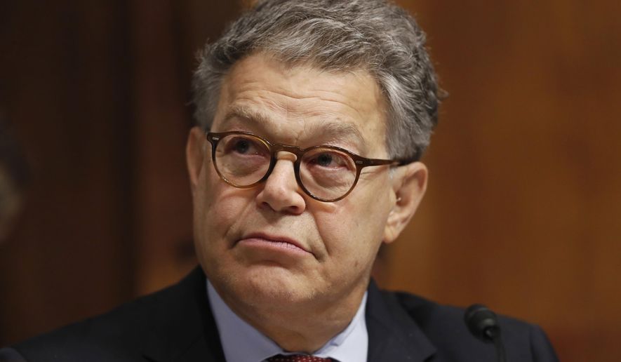 In this Sept. 20, 2017, file photo, then Sen. Al Franken, D-Minn., listens during a Senate Judiciary Committee hearing for Colorado Supreme Court Justice Allison Eid, on her nomination to the U.S. Court of Appeals for the 10th Circuit, on Capitol Hill in Washington. Franken, who resigned his U.S. Senate seat in 2017 amid sexual misconduct charges, will re-emerge into the public sphere on Saturday when he starts a new weekly radio show on the SiriusXM satellite service. (AP Photo/Alex Brandon, File)