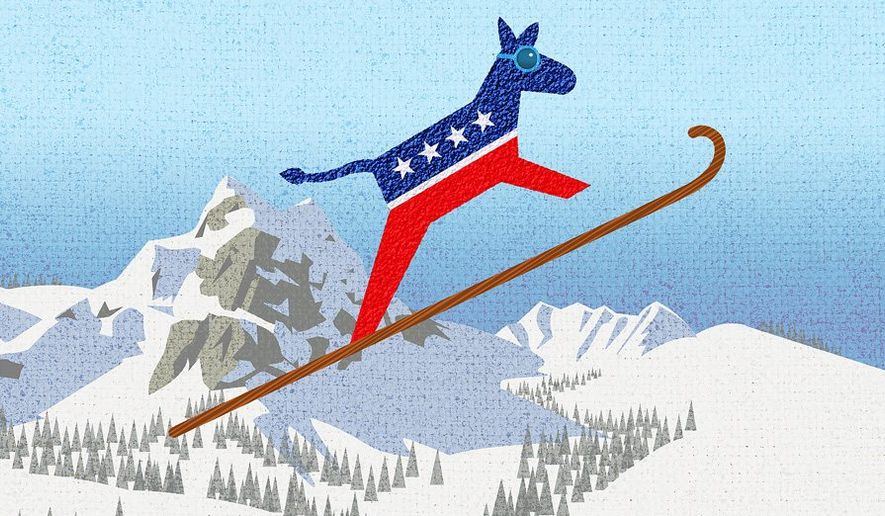 Ski Jump Donkey Illustration by Greg Groesch/The Washington Times
