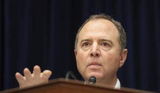 House Intelligence Committee Chairman Rep. Adam Schiff, D-Calif., questions Acting Director of National Intelligence Joseph Maguire,as he testifies before the House Intelligence Committee on Capitol Hill in Washington, Thursday, Sept. 26, 2019. (AP Photo/Pablo Martinez Monsivais) 