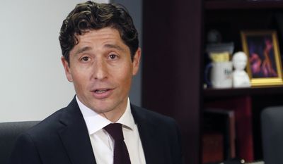 Minneapolis Mayor Jacob Frey, who is Jewish, told reporters after his budget address Thursday, Aug. 15, 2019, in Minneapolis that Israel should not ban Rep. Ilhan Omar, D-Minn. from visiting that country. Israel said Thursday that it will bar Omar and Rep. Rashida Tlaib of Michigan from entering the country ahead of a planned visit over their support for a Palestinian-led boycott. "As a Jewish man, I totally disagree with it," Frey said. (AP Photo/Jim Mone) **FILE**