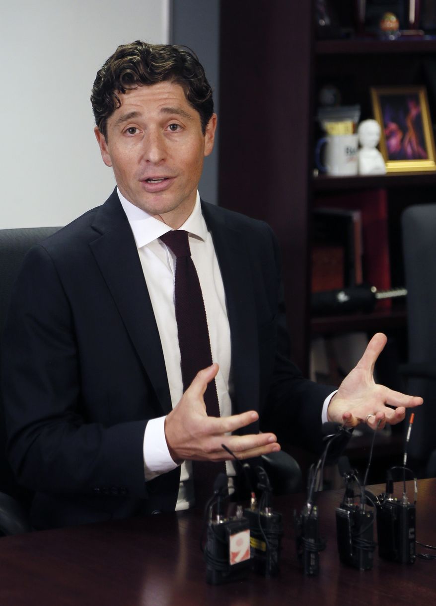 Minneapolis Mayor Jacob Frey, who is Jewish, told reporters after his budget address Thursday, Aug. 15, 2019, in Minneapolis that Israel should not ban Rep. Ilhan Omar, D-Minn. from visiting that country. Israel said Thursday that it will bar Omar and Rep. Rashida Tlaib of Michigan from entering the country ahead of a planned visit over their support for a Palestinian-led boycott. &quot;As a Jewish man, I totally disagree with it,&quot; Frey said. (AP Photo/Jim Mone) **FILE**