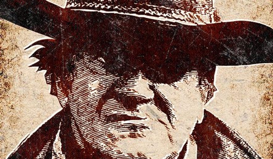 Illustration of John Wayne as Rooster Cogburn by Greg Groesch/The Washington Times