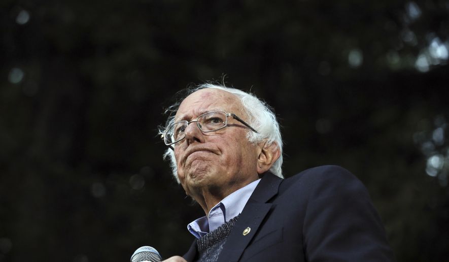 Democratic presidential candidate Sen. Bernie Sanders, I-Vt., pauses while speaking at a campaign event, Sunday, Sept. 29, 2019, at Dartmouth College in Hanover, N.H. (AP Photo/ Cheryl Senter)