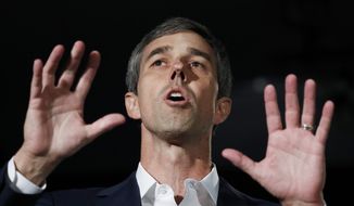 In this Aug. 3, 2019 file photo, former Democratic presidential candidate and former Texas Rep. Beto O&#39;Rourke speaks during a public employees union candidate forum in Las Vegas. (AP Photo/John Locher)