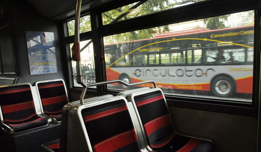 The DC Circulator bus is shown in this file photo from Wednesday, October 4, 2006. ( Daniel Rosenbaum  / The Washington Times ) **FILE**