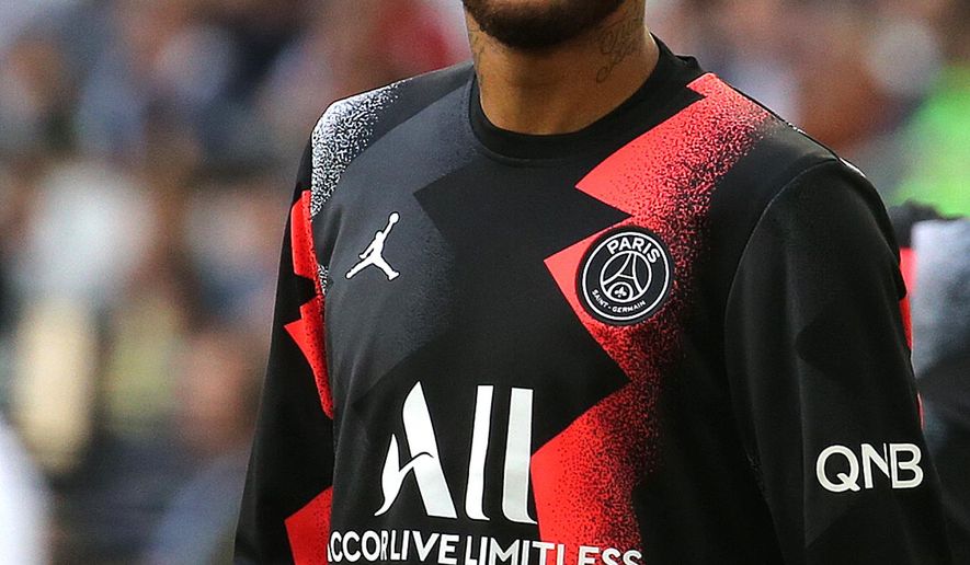 PSG Neymar is seen before the French League One soccer match between Bordeaux and PSG at the Matmut stadium in Bordeaux, southwestern France, Saturday, Sept. 28, 2019. (AP Photo/Bob Edme)