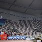 Empty seats before the the women&#39;s 100 meter final at the World Athletics Championships in Doha, Qatar, Sunday, Sept. 29, 2019. (AP Photo/Petr David Josek)