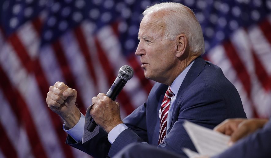 Former Vice President and Democratic presidential candidate Joe Biden speaks during a gun safety forum Wednesday, Oct. 2, 2019, in Las Vegas. (AP Photo/John Locher)