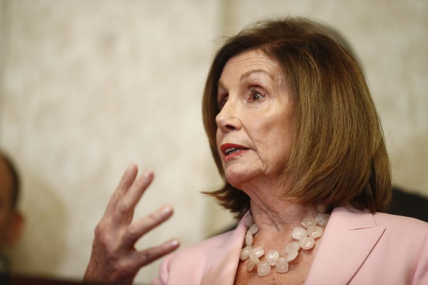 Speaker of the House Nancy Pelosi, D-Calif., speaks during a news conference and with local officials about Venezuelan democracy efforts on Thursday, Oct. 3, 2019, in Weston, Fla. (AP Photo/Brynn Anderson) **FILE**