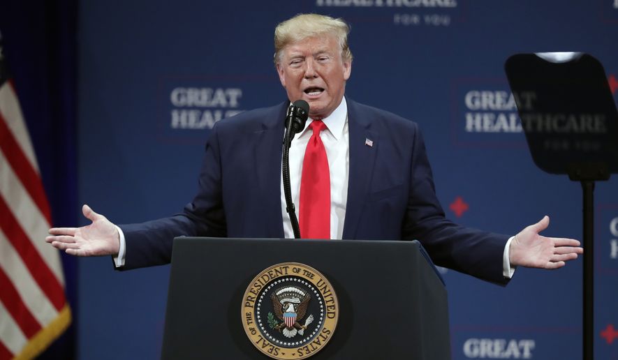 President Donald Trump speaks at an event concerning Medicare Thursday, Oct. 3, 2019, in The Villages, Fla. (AP Photo/John Raoux)