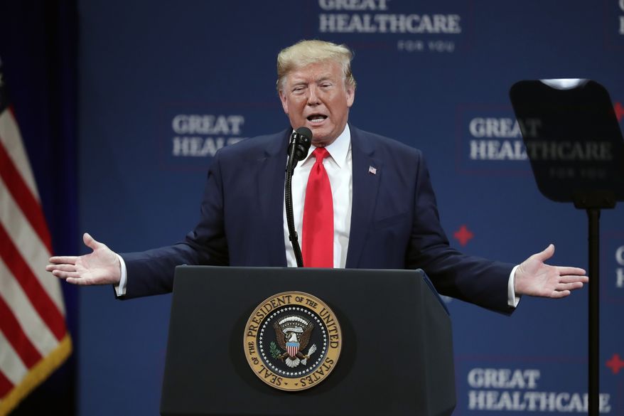 President Donald Trump speaks at an event concerning Medicare Thursday, Oct. 3, 2019, in The Villages, Fla. (AP Photo/John Raoux)
