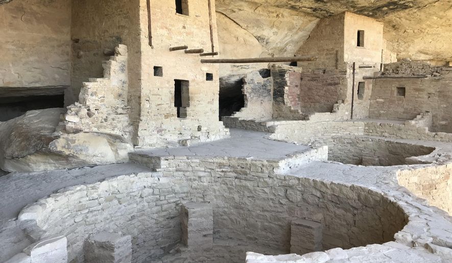 This May 5, 2018 image shows cliff dwellings at Mesa Verde National Park near Cortez, Colorado. The White House announced Wednesday, Oct. 2, 2019, that Finland has agreed to return Native American ancestral remains and funerary objects that where excavated in 1891 from Mesa Verde and ended up in the collection of the National Museum of Finland. (AP Photo/Susan Montoya Bryan)