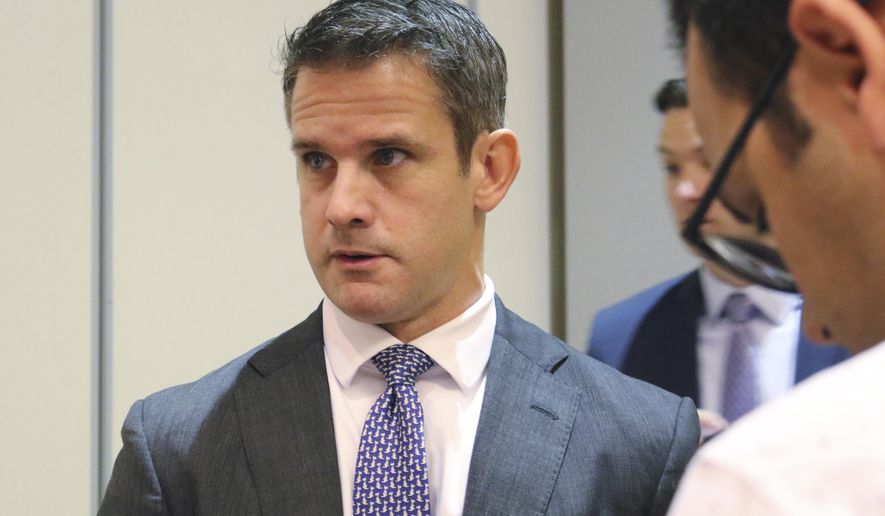 Rep. Adam Kinzinger R-Ill., speaks to reporters after attending an event Thursday, Oct. 3, 2019, in Chicago. They don&#39;t like the talk of impeachment, but there&#39;s a small and growing number of Republicans who want the Democratic-run House investigation of President Donald Trump to proceed. &#39;I want to know what happened,&amp;quot; Rep. Adam Kinzinger, said Thursday. But he and some others, including moderates in tight reelection races, say Democrats went too far by starting an impeachment inquiry. (AP Photo/Noreen Nasir)